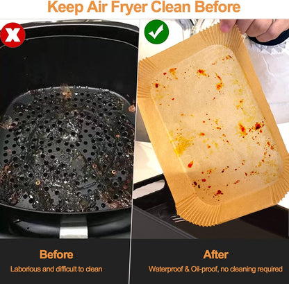 155PC Air Fryer Liners Disposable, Air Fryer Paper Liners for Ninja Air Fryer Dual, Airfryer Food Grade Accessories Compatible with AF300UK AF400UK, Salter, Keplin, Other Dual Airfryer