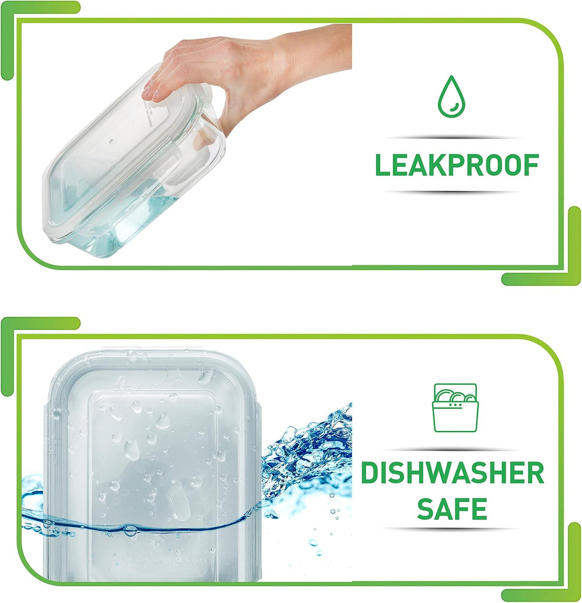 5 Pack 36Oz Glass Containers with Lids - 1 Compartment