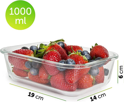 5 Pack 36Oz Glass Containers with Lids - 1 Compartment