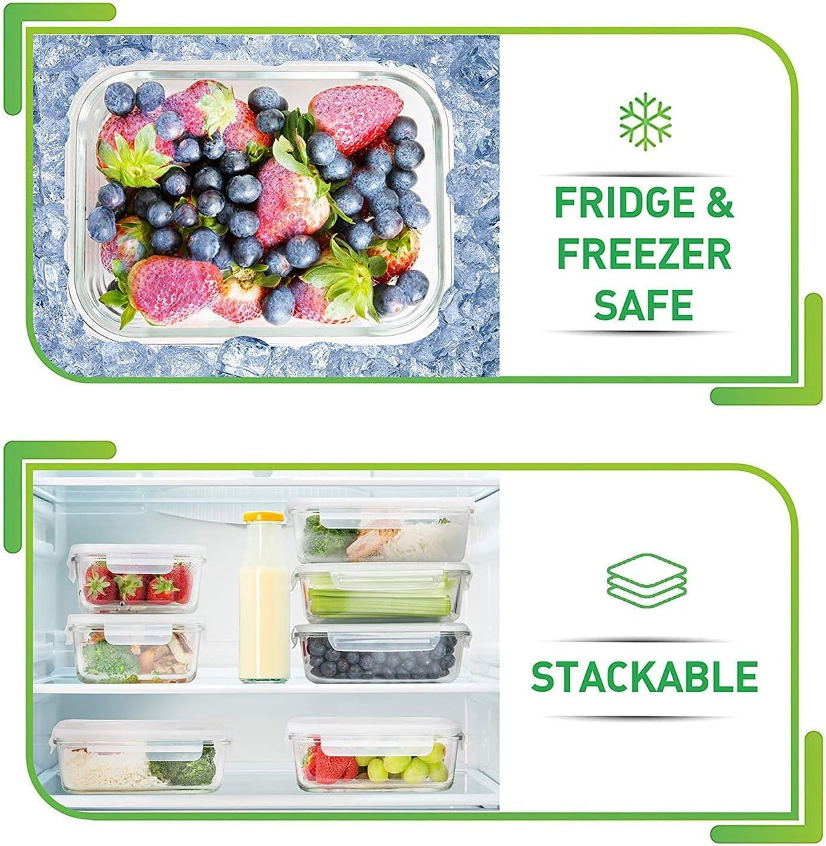 5 Pack 36Oz Glass Containers with Lids - 1 Compartment