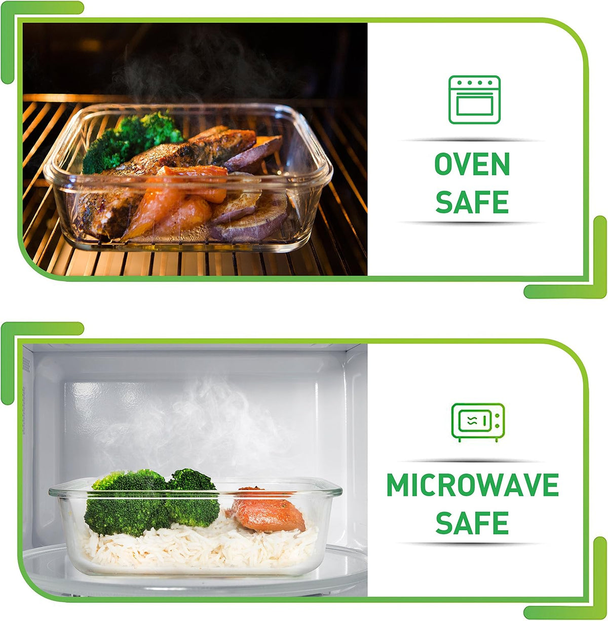 5 Pack 36Oz Glass Containers with Lids - 1 Compartment