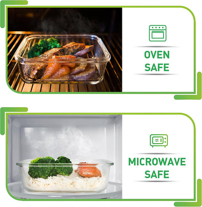 5 Pack 36Oz Glass Containers with Lids - 1 Compartment