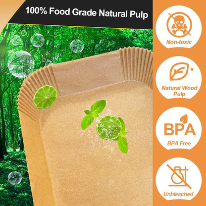 155PC Air Fryer Liners Disposable, Air Fryer Paper Liners for Ninja Air Fryer Dual, Airfryer Food Grade Accessories Compatible with AF300UK AF400UK, Salter, Keplin, Other Dual Airfryer